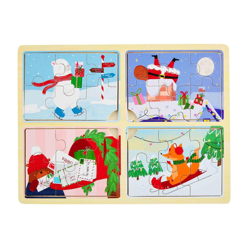 Mud Pie Christmas 4-In-1 Puzzles