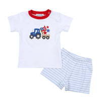 Magnolia Baby Bing, Bam, Boom! Appliqué Short Set - Blue