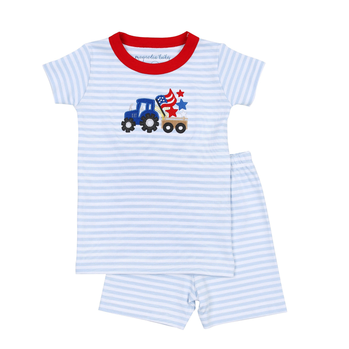 Magnolia Baby Bing, Bam, Boom! Appliqué Short Pajamas - Blue