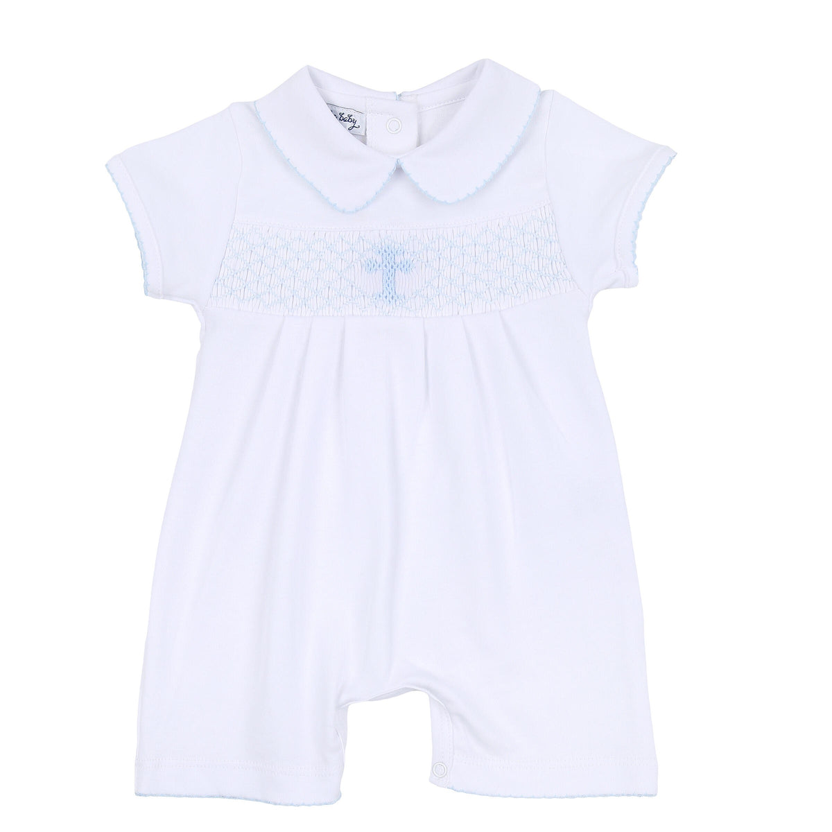 Magnolia Baby Blessed Smocked Collared Short Playsuit - Blue