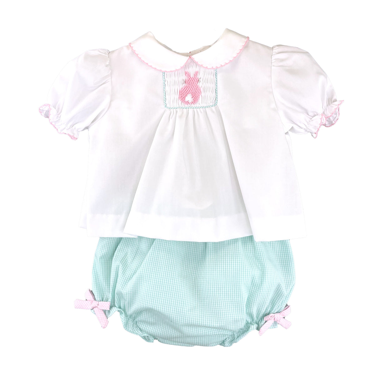 Petit Ami Cottontails Diaper Set - Mint/Pink