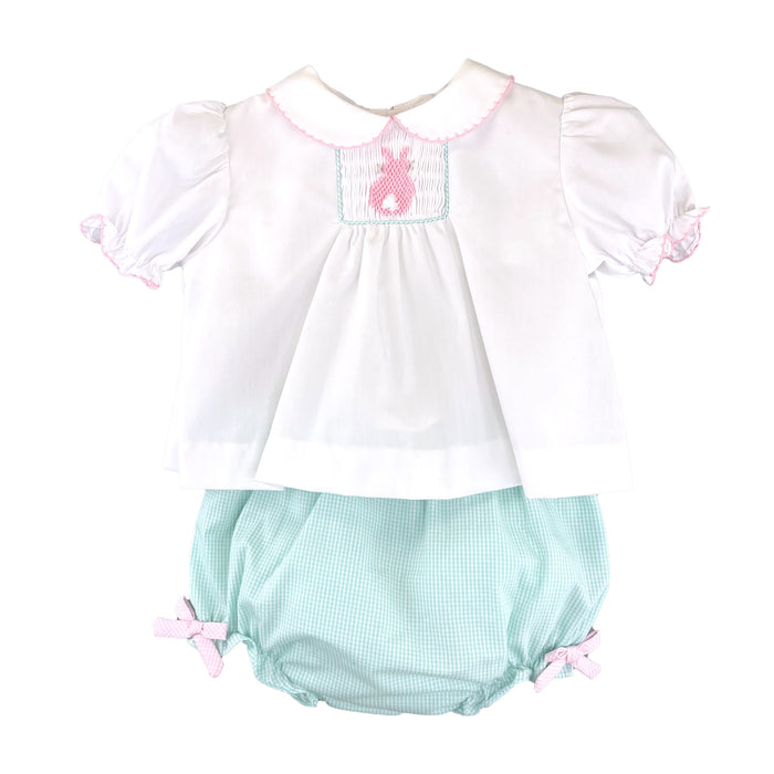 Petit Ami Cottontails Diaper Set - Mint/Pink