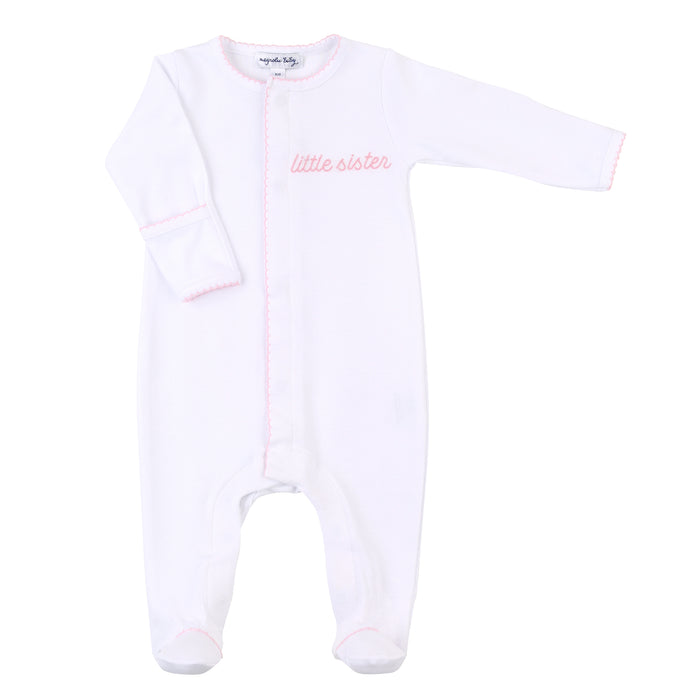 Magnolia Baby Big and Little Embroidered Footie - Pink