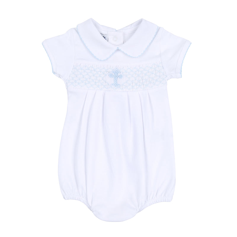 Magnolia Baby Blessed Blue Smocked Collared Bubble