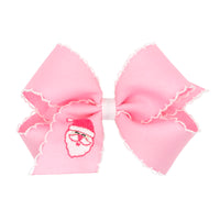 Wee Ones Grosgrain Bow w/ Moonstitch Edge - Pink w/ Santa