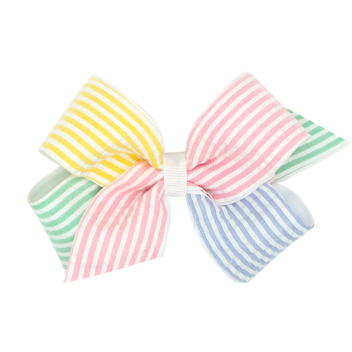 Wee Ones Color Block Seersucker Bow - Multicolored