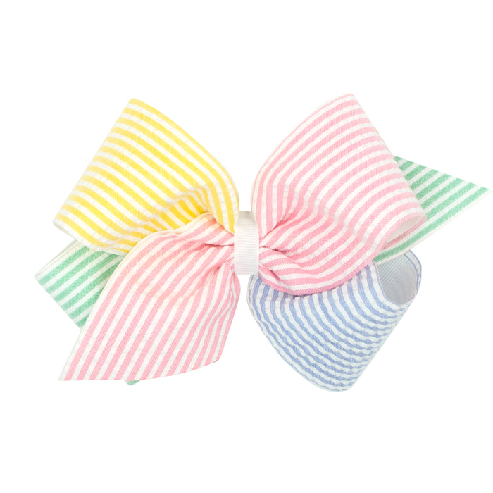 Wee Ones Color Block Seersucker Bow - Multicolored