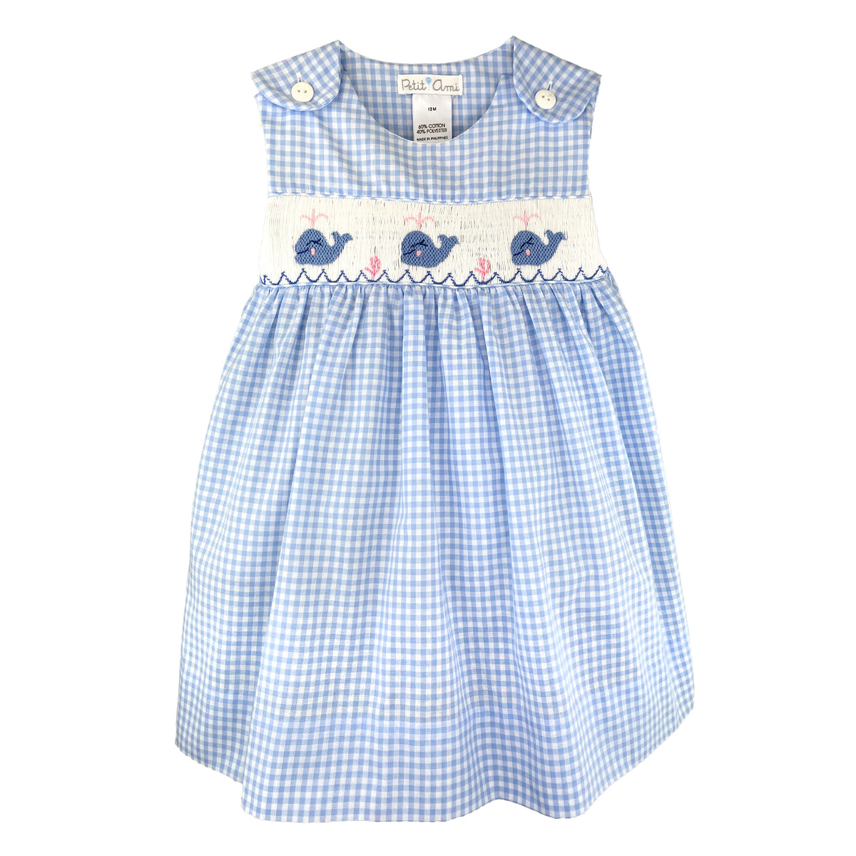 Petit Ami Whale Smocked Sundress - Blue