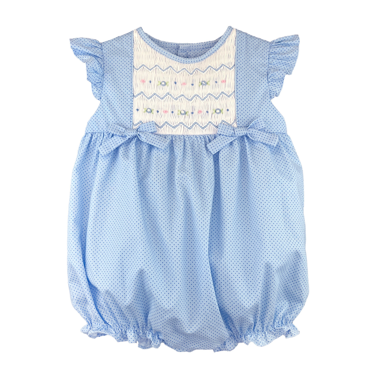 Petit Ami Blue Smocked Bubble