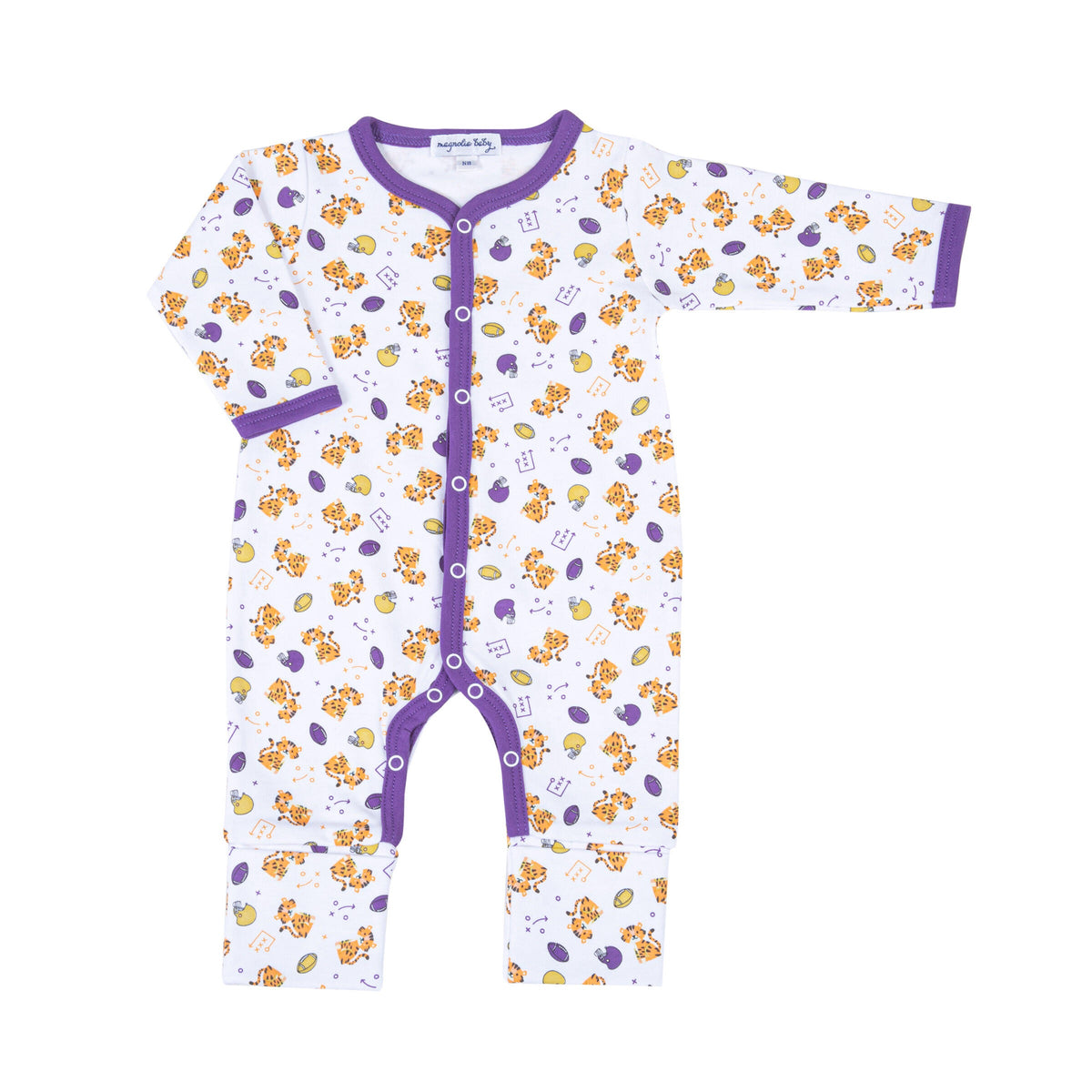 Magnolia Baby Tiger Pride Printed Playsuit - Purple/Gold