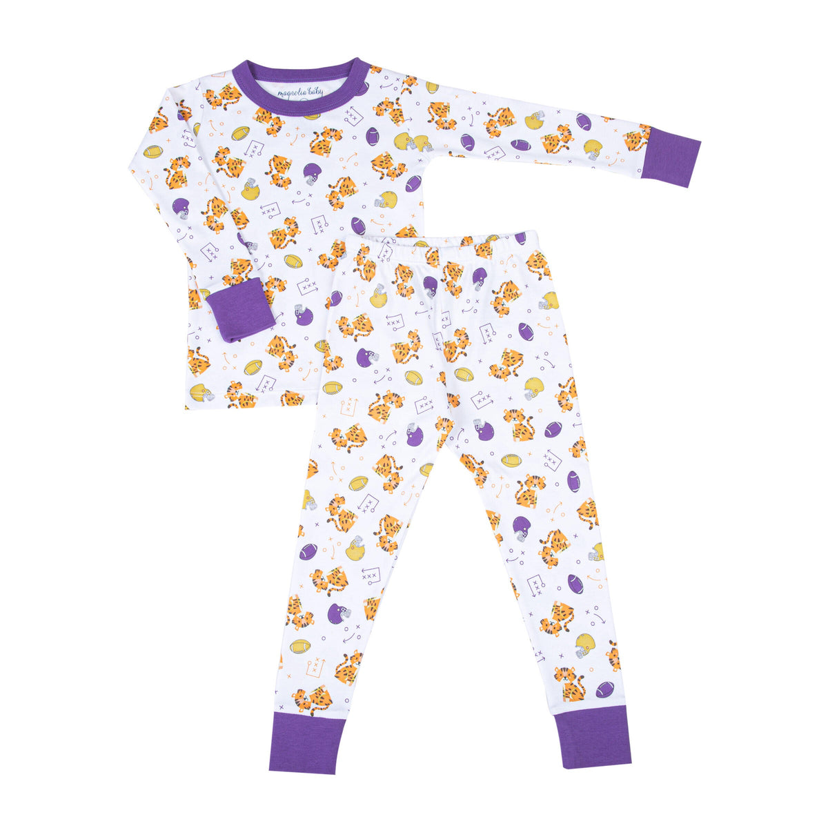 Magnolia Baby Tiger Pride Long Pajamas - Purple/Gold