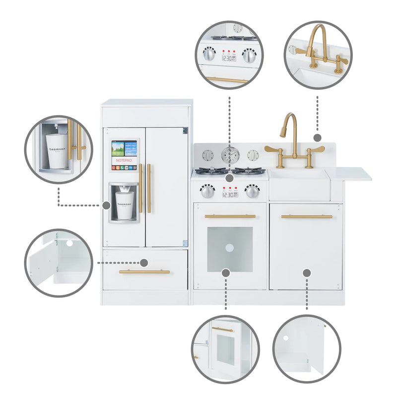 Teamson Kids Little Chef Modern Play Kitchen - White/Gold