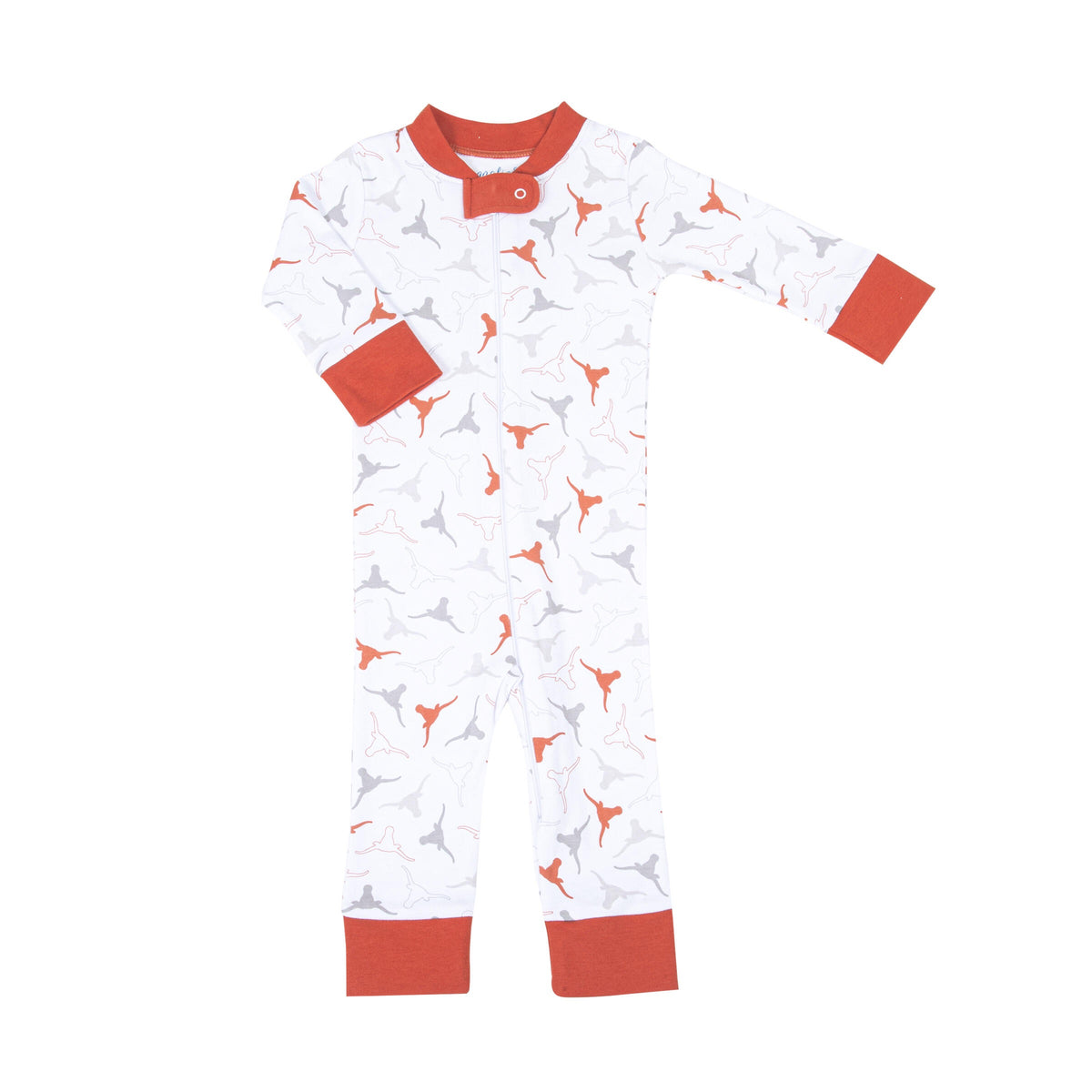 Magnolia Baby Lil' Longhorn Zipper Pajamas - Orange