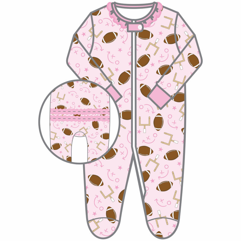 Magnolia Baby Kick Off! Printed Ruffle Zipper Footie - Pink