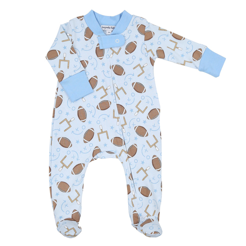 Magnolia Baby Kick Off! Printed Zipper Footie - Blue