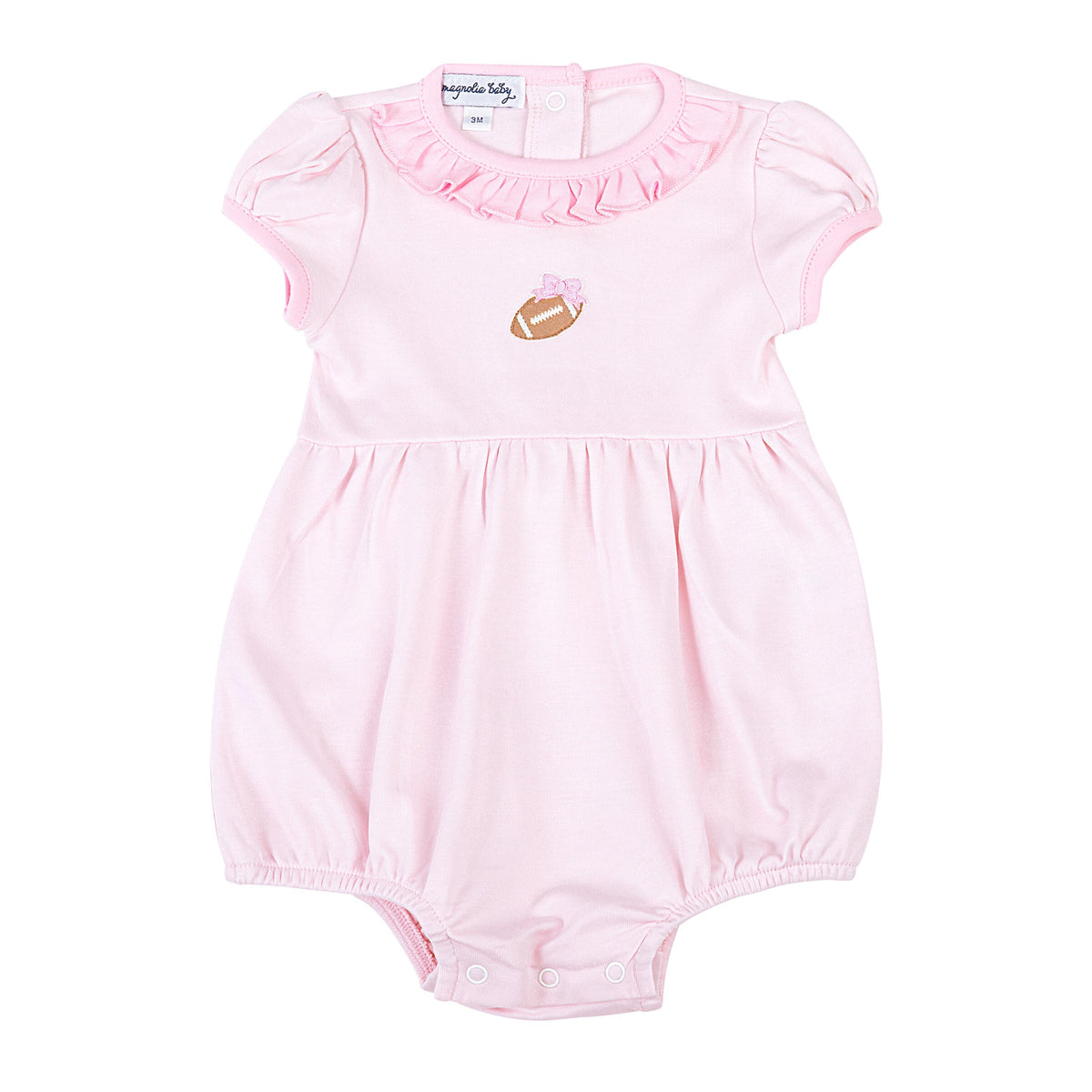 Magnolia Baby Darling Football Embroidered Bubble - Pink