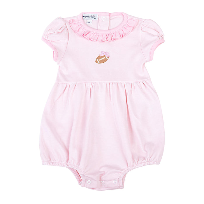 Magnolia Baby Darling Football Embroidered Bubble - Pink