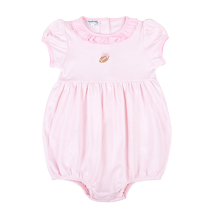 Magnolia Baby Darling Football Embroidered Bubble - Pink