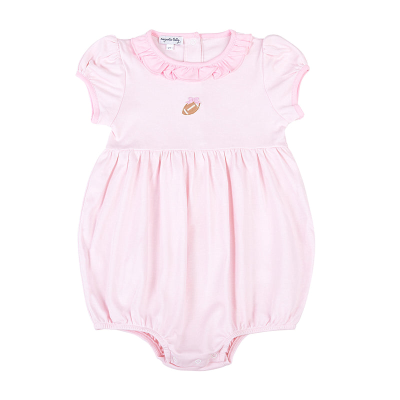 Magnolia Baby Darling Football Embroidered Bubble - Pink