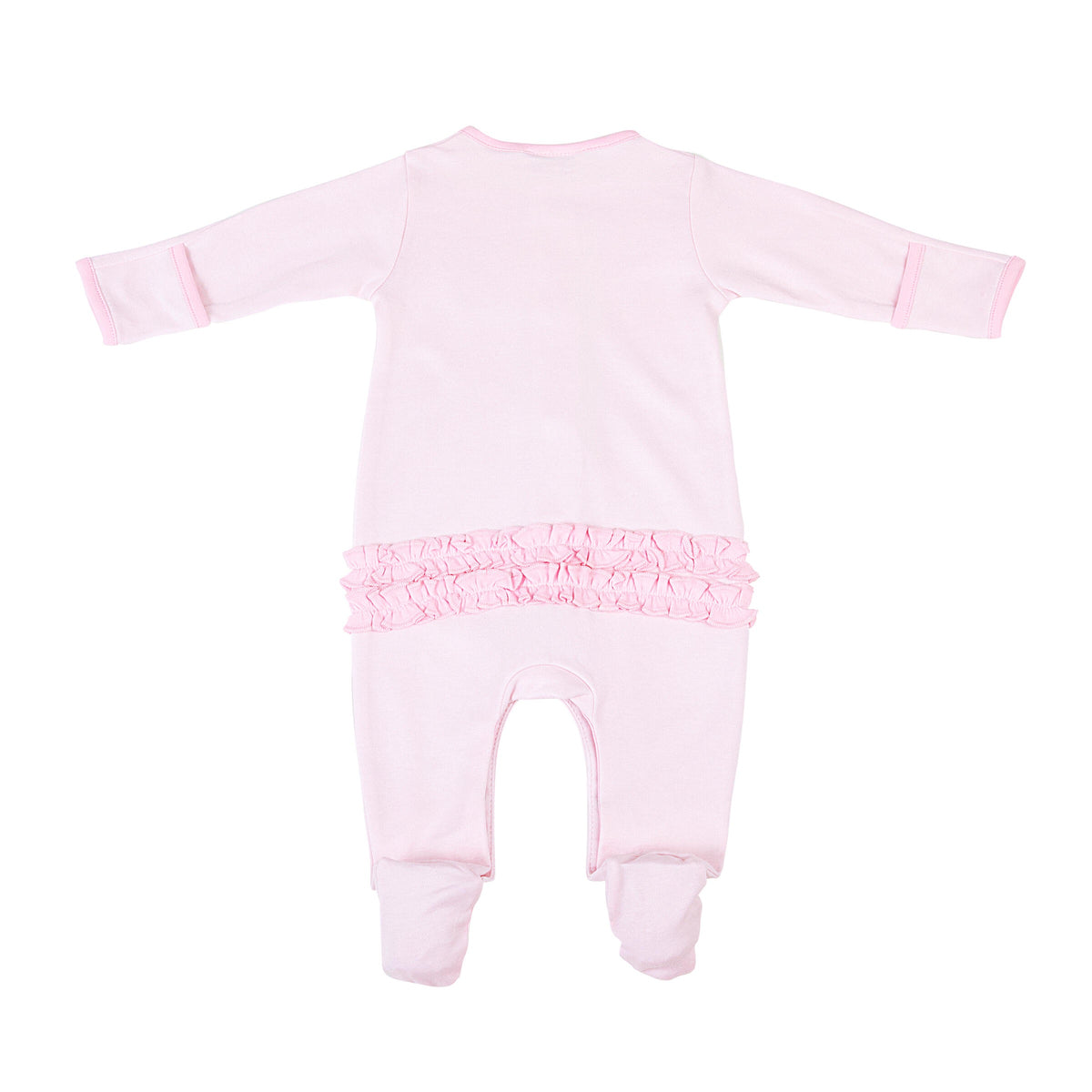 Magnolia Baby Darling Football Embroidered Ruffle Footie - Pink