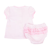 Magnolia Baby Darling Football Embroidered Ruffle Diaper Cover Set - Pink