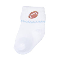 Magnolia Baby Darling Football Embroidered Socks - Blue