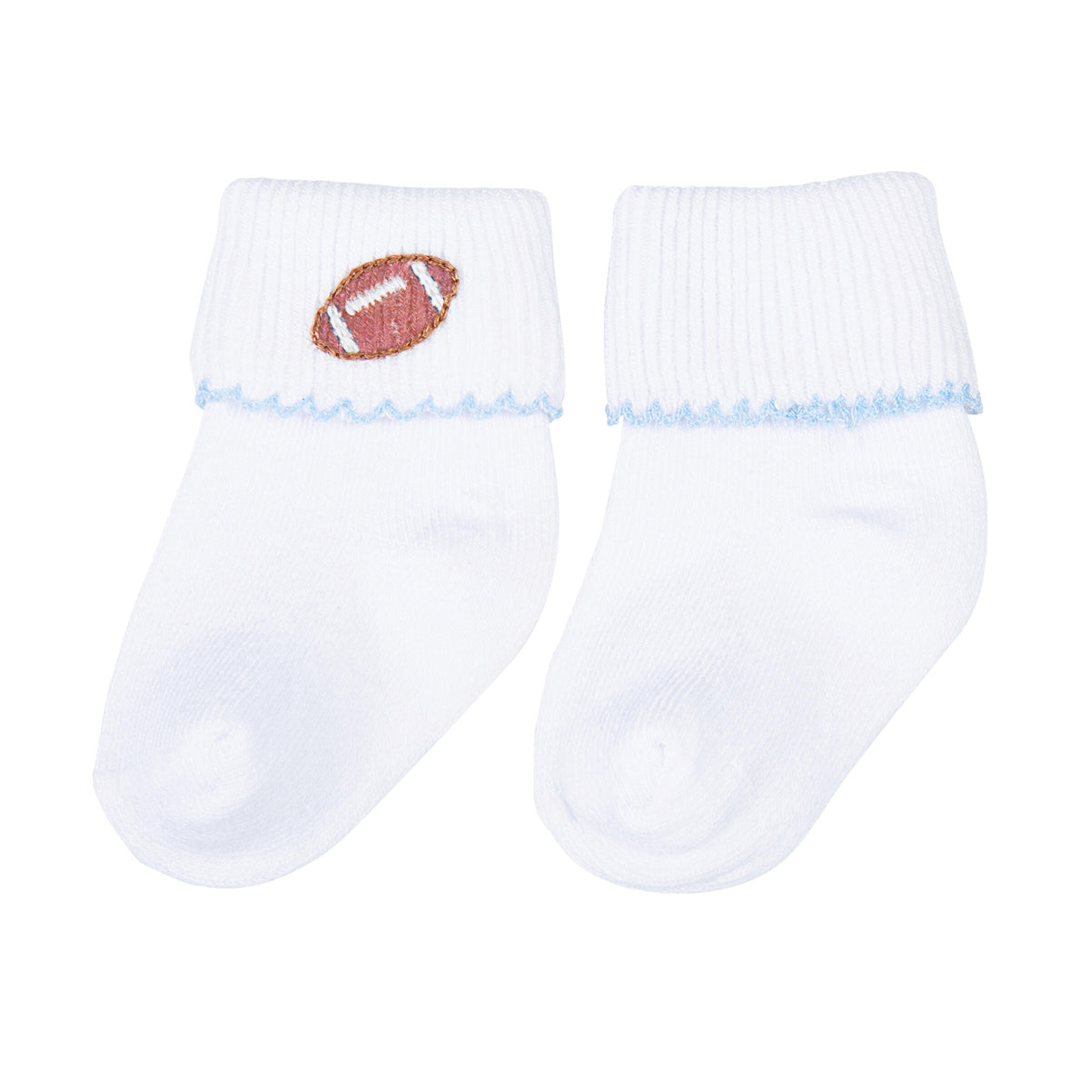 Magnolia Baby Darling Football Embroidered Socks - Blue