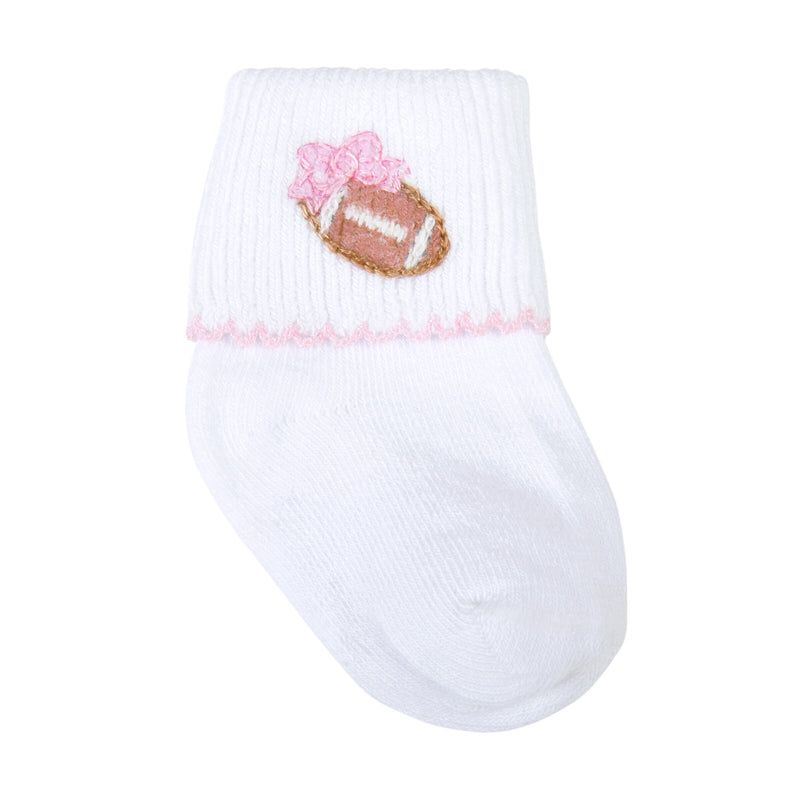 Magnolia Baby Darling Football Embroidered Socks - Pink