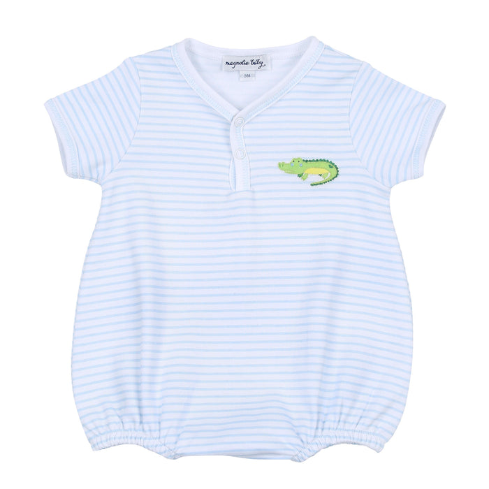 Magnolia Baby Alligator Friends Embroidered Bubble - Blue