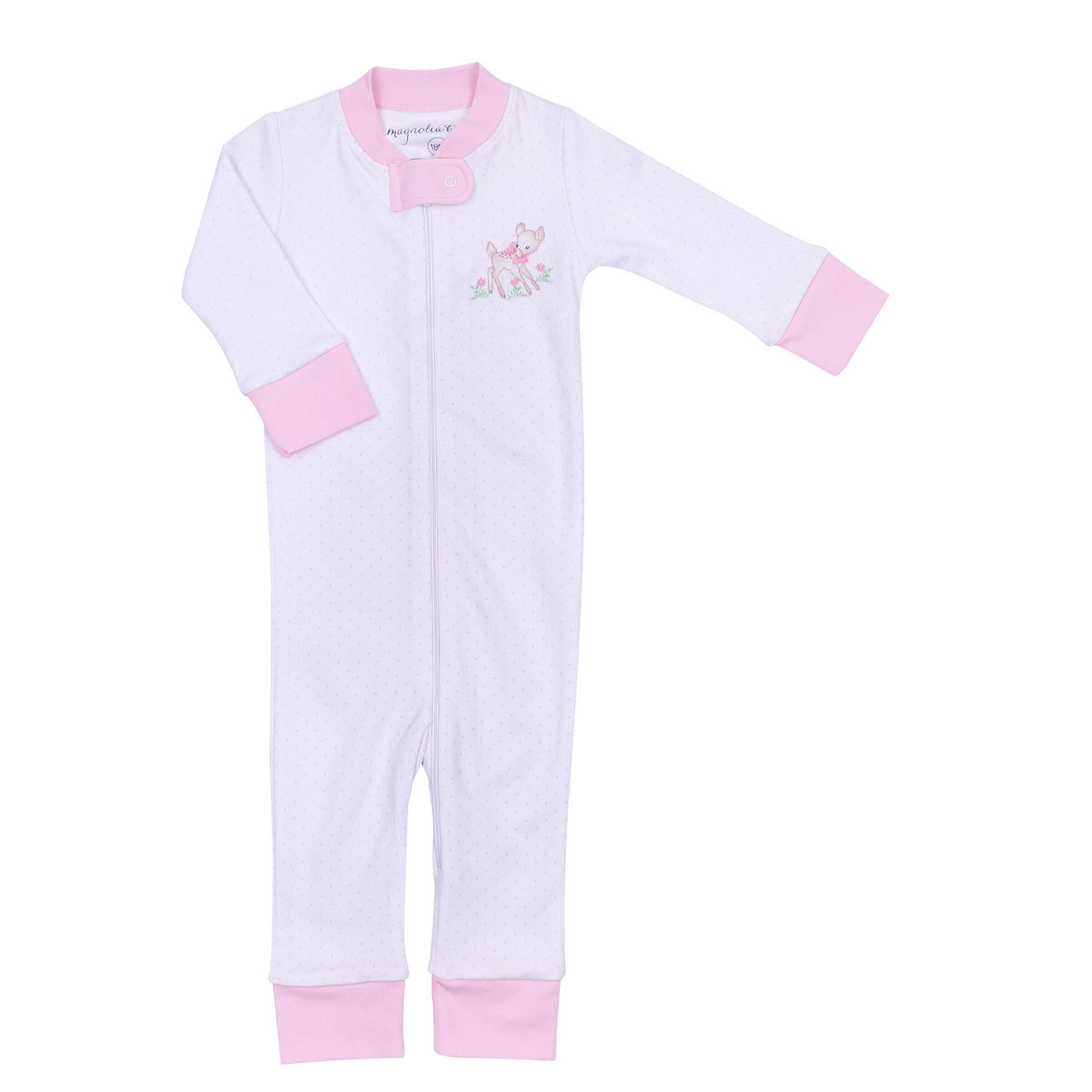 Magnolia Baby Vintage Fawn Zipper Pajamas - Pink