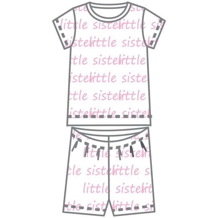 Magnolia Baby Big and Little Printed Pajamas - Pink/Little Sister