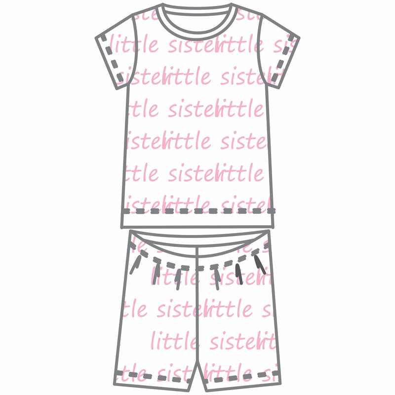 Magnolia Baby Big and Little Printed Pajamas - Pink/Little Sister