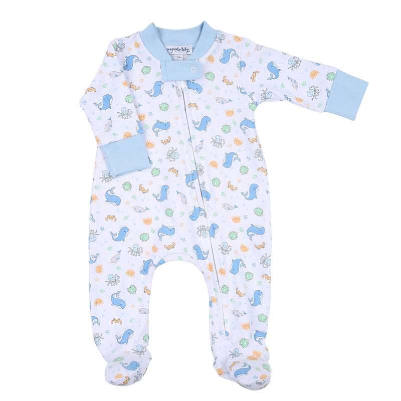 Magnolia Baby Ocean Bliss Printed Zipper Footie - Blue