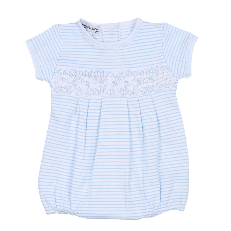 Magnolia Baby Katie and Kyle Smocked Bubble - Blue