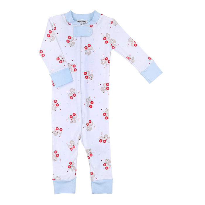 Magnolia Baby Vintage Pull Toy Blue Zipper Pajamas