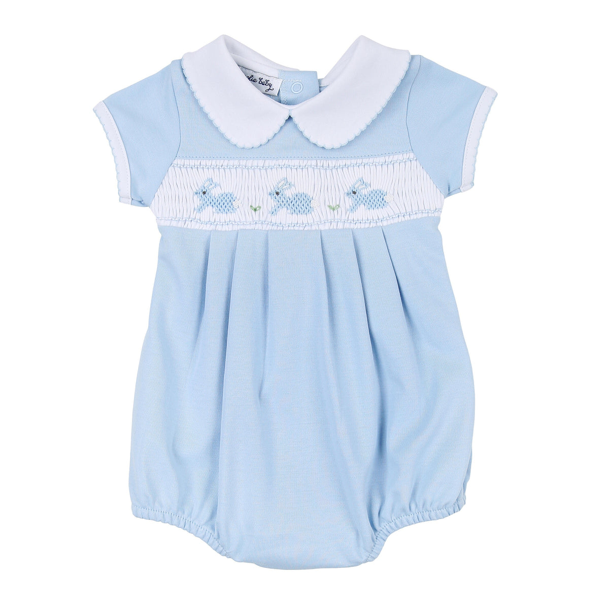 Magnolia Baby Pastel Bunny Classics Smocked Collared Bubble - Blue