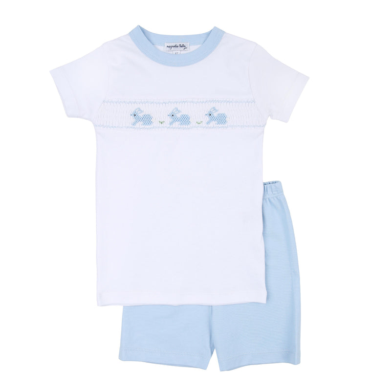 Magnolia Baby Pastel Bunny Classics Smocked Short Pajama Set - Blue