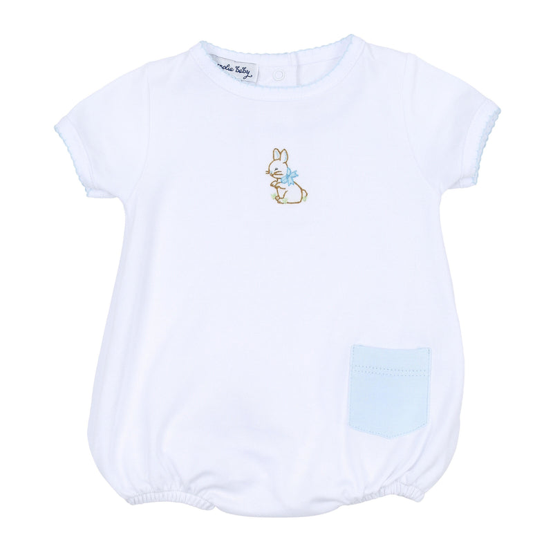 Magnolia Baby Vintage Bunny Embroidered Bubble - Blue