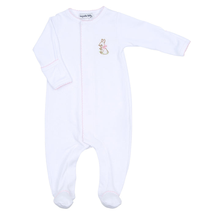 Magnolia Baby Vintage Bunny Embroidered Footie - Pink