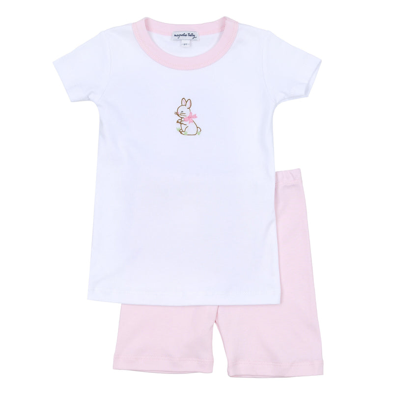 Magnolia Baby Vintage Bunny Embroidered Short Pajamas - Pink