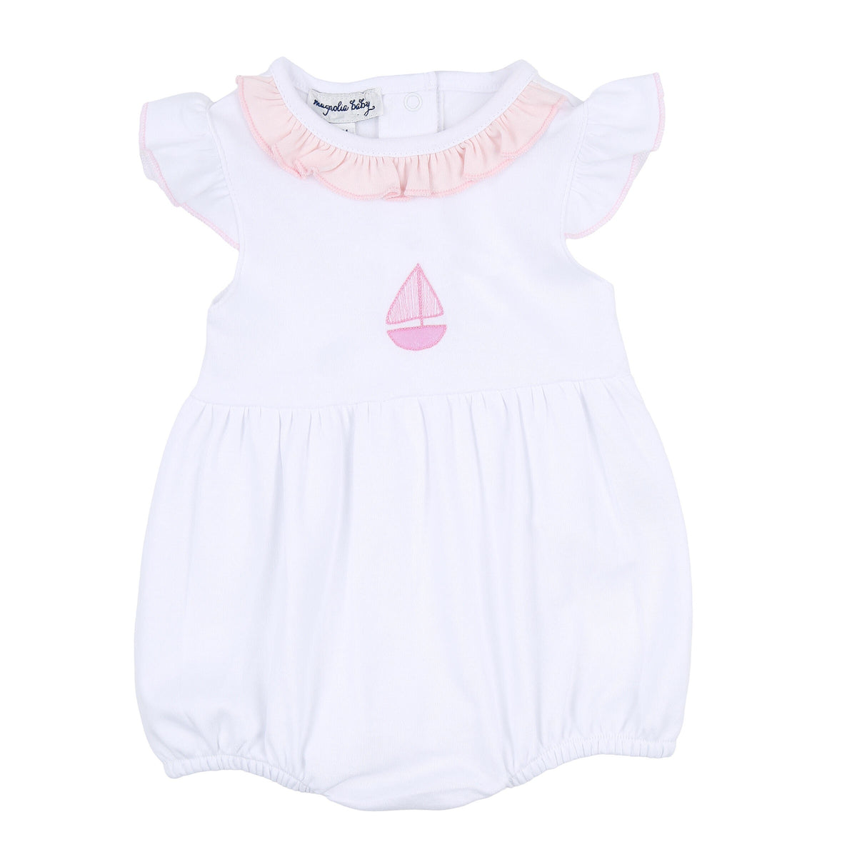 Magnolia Baby Sweet Sailing Embroidered Flutters Bubble - PInk