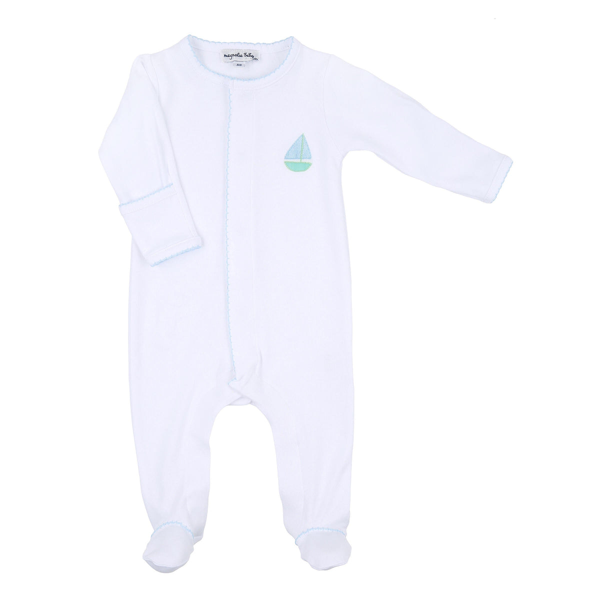 Magnolia Baby Sweet Sailing Embroidered Footie - Blue