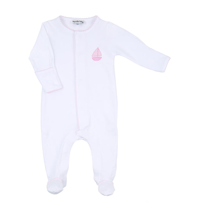 Magnolia Baby Sweet Sailing Embroidered Footie - Pink