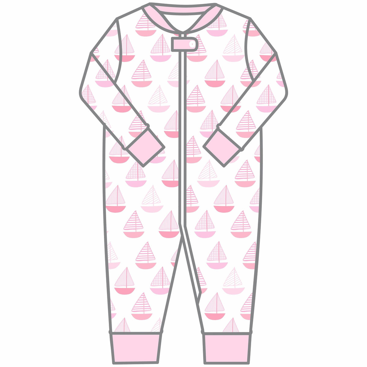 Magnolia Baby Sweet Sailing Zipper Pajamas - Pink