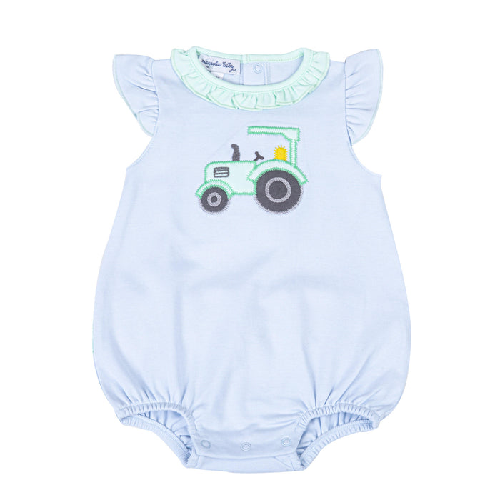 *Pre-Sale* Magnolia Baby Tractor Time Ruffle Flutters Bubble - Blue