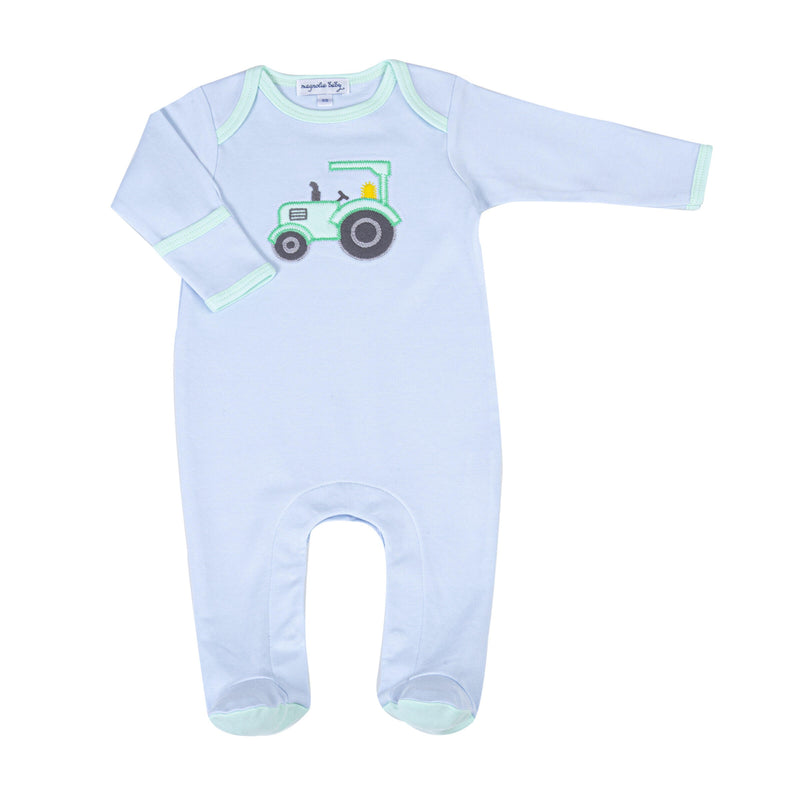 *Pre-Sale* Magnolia Baby Tractor Time Lap Footie - Blue