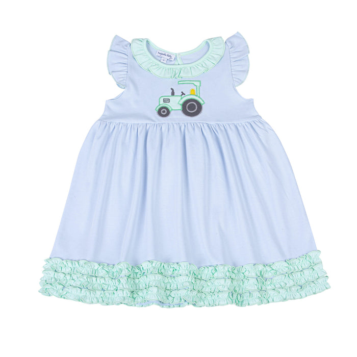 *Pre-Sale* Magnolia Baby Tractor Time Flutters Dress - Blue