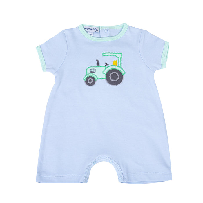 *Pre-Sale* Magnolia Baby Tractor Time Short Playsuit - Blue