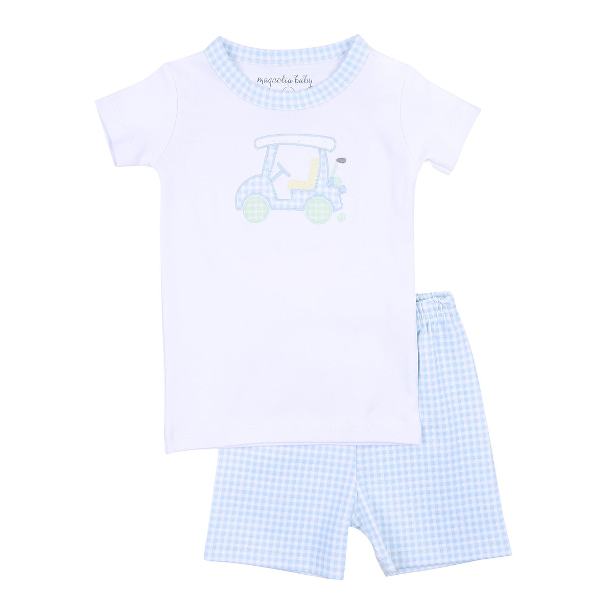 Magnolia Baby Little Caddie Appliqué Short Pajamas - Blue