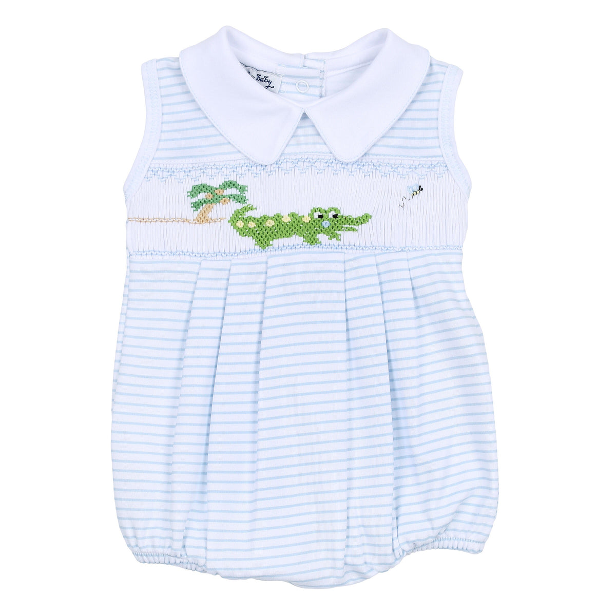 Magnolia Baby Alligator Classics Smocked Collared Sleeveless Bubble - Blue